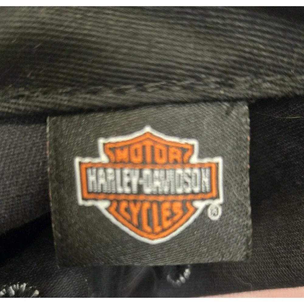 Harley-Davidson Motorcycle Block Letter Cap Hat‎ Men's Black Orange Embroidered
